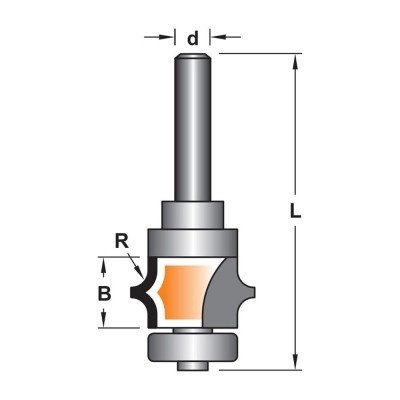 Κοπτικό εργαλείο Ρούτερ μορφής ΒΙΜΗΚΕ D=22.2 R=3 a=12.7 L=59 d=6.35 6014-330011-R3