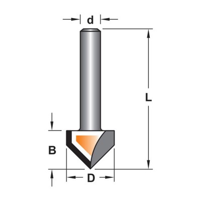 Κοπτικό εργαλείο Ρούτερ μορφής ΒΙΜΗΚΕ D=17 b=14 a=45 L=45 d=6.35 6015-0010451