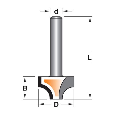 Κοπτικό εργαλείο Ρούτερ μορφής ΒΙΜΗΚΕ D=12.5 B=8.5 R=4 L=40 d=6.35 6015-0040041