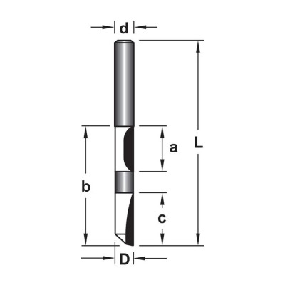 Κοπτικό εργαλείο Ρούτερ μορφής ΒΙΜΗΚΕ D=6 a=15 b=39.5 c=17.5 L=68 d=6.35 6015-0060061