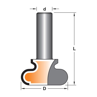 Κοπτικό εργαλείο Ρούτερ μορφής ΒΙΜΗΚΕ D=38 L=59 d=9.5 6015-0120383