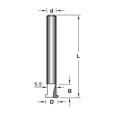 Κοπτικό εργαλείο Ρούτερ μορφής ΒΙΜΗΚΕ D=8 B=9 L=55 d=6.35 6015-0160081