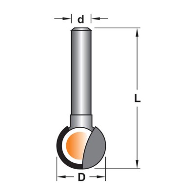 Κοπτικό εργαλείο Ρούτερ μορφής ΒΙΜΗΚΕ D=9.5 L=42 d=6.35 6015-0180951