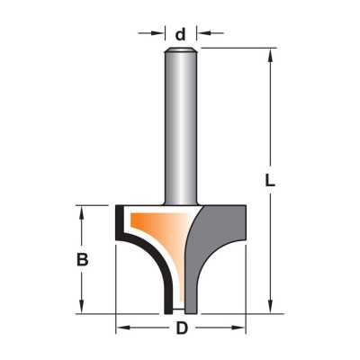 Κοπτικό εργαλείο Ρούτερ μορφής ΒΙΜΗΚΕ R=8 B=18 L=55 d=6.35 6015-0190081