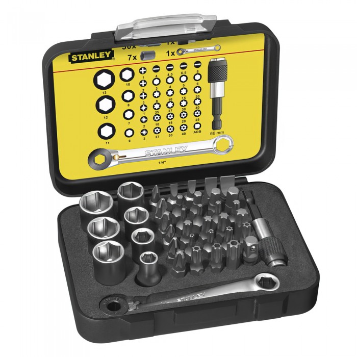 Μύτες Σετ 39 Τεμάχια με Αντάπτορα και Πολύγωνο Καστάνιας Stanley 1-13-907