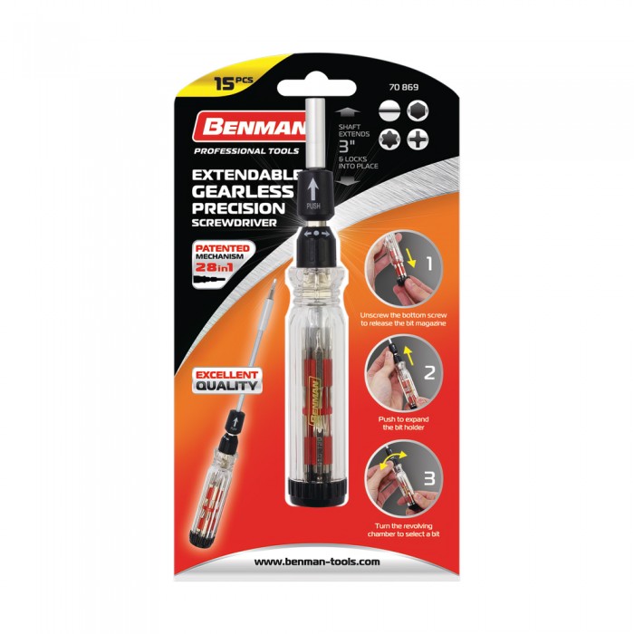 Κατσαβίδι Ακριβείας Τηλεσκοπικό με Καστάνια και 28 Μύτες BENMAN 70869