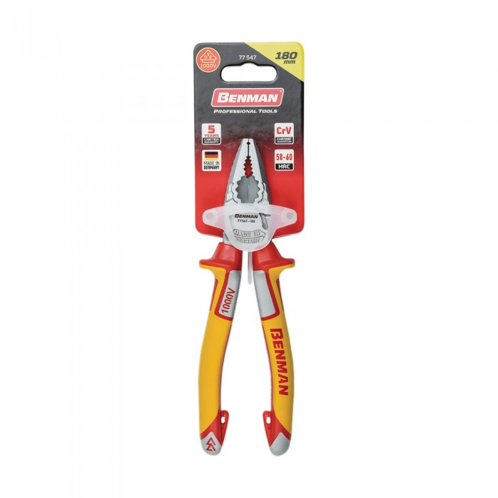 Πένσα Ηλεκτρολόγου με μόνωση VDE 1000V Powergrip Benman Μήκους 180mm 77547