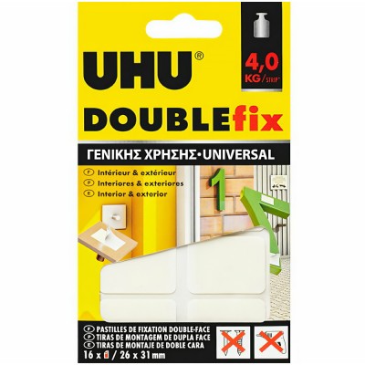 Ταινίες στερέωσης διπλής όψης 16 τεμάχια UHU Doublefix Universal