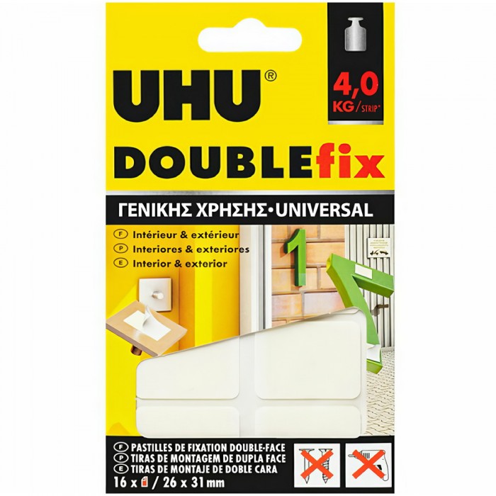 Ταινίες στερέωσης διπλής όψης 16 τεμάχια UHU Doublefix Universal
