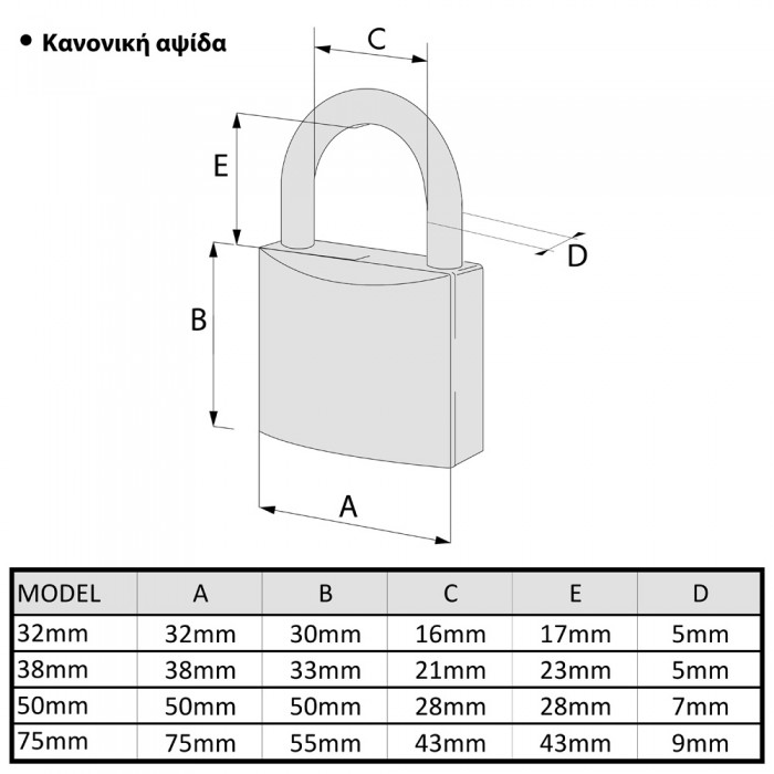 Λουκέτο με ορυχάλκινο σώμα και ατσάλινο λαιμό 38mm INTER Κίνας