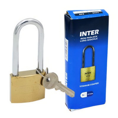 Λουκέτο μακρύλαιμο με ορυχάλκινο σώμα και ατσάλινο λαιμό 63mm INTER Κίνας