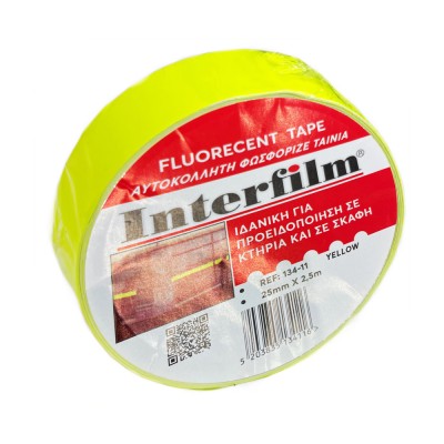 Αυτοκόλλητη Φωσφοριζέ Ταινία 2.5cmx2.5m Interfilm 134-11 Κίτρινη