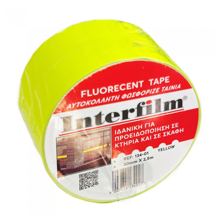 Αυτοκόλλητη Φωσφοριζέ Ταινία 5cmx2.5m Interfilm 134-01 Κίτρινη
