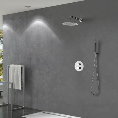 Σετ Εντοιχισμού Ντουζιέρας Θερμοστατική 2 Εξόδων με Μίκτη, Τηλέφωνο & Κεφαλή Στρόγγυλη Τοίχου Ø25εκ. Χρωμέ IMEX LINE GTD038