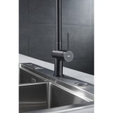 Μπαταρία Κουζίνας με Αποσπώμενο Τηλέφωνο 2 Ροών Μαύρο Ματ Imex BERNA GCE026/NG