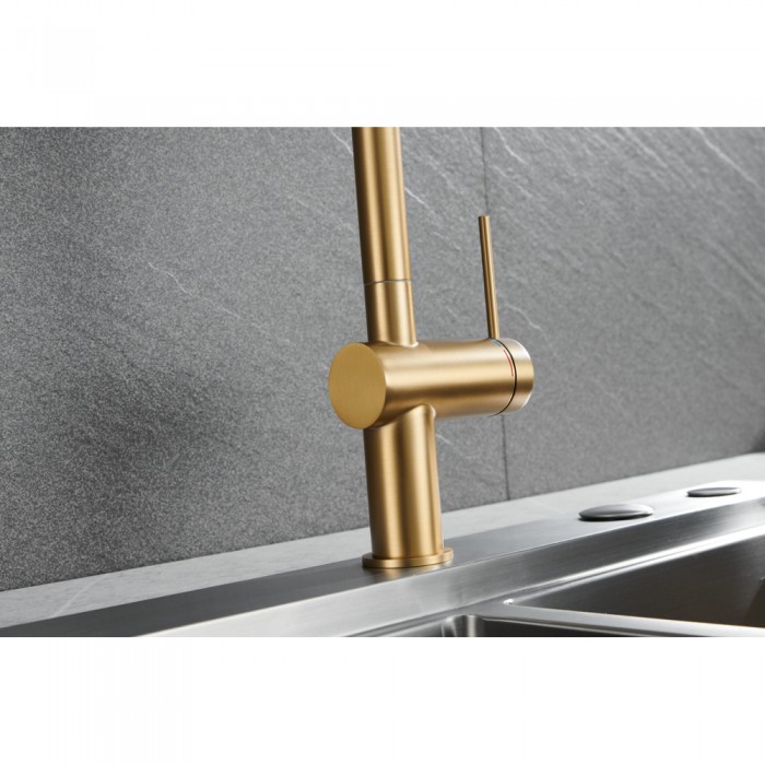 Μπαταρία Κουζίνας με Αποσπώμενο Τηλέφωνο 2 Ροών PVD Χρυσό Ματ Imex BERNA GCE026/OC