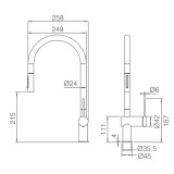 Μπαταρία Κουζίνας με Αποσπώμενο Τηλέφωνο 2 Ροών PVD Χρυσό Ματ Imex BERNA GCE026/OC