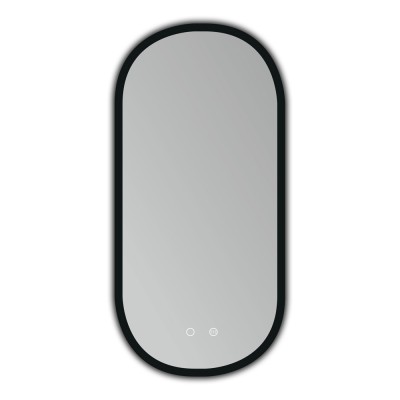 Καθρέφτης Οβάλ με Κρυφό Φωτισμό και Πλαίσιο Αλουμινίου Μαύρο Ματ με Κρυφό Φωτισμό 3LED (Θερμό, Φυσικό Λευκό και Ψυχρό φως) 500x900MM LEDIMEX Tokyo TOKY022/90NG