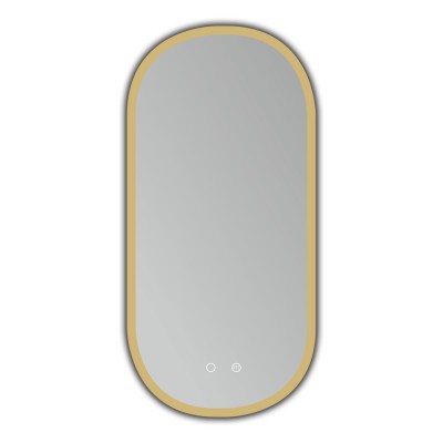 Τετράγωνος Καθρέφτης με Κρυφό Φωτισμό και Πλαίσιο Αλουμινίου Χρυσό Ματ με Κρυφό Φωτισμό 3LED (Θερμό, Φυσικό Λευκό και Ψυχρό φως) 500x900MM LEDIMEX Tokyo TOKY022/90OC