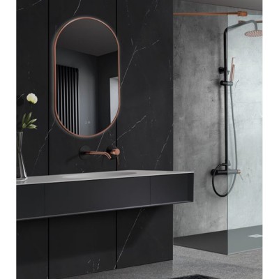 Τετράγωνος Καθρέφτης με Κρυφό Φωτισμό και Πλαίσιο Αλουμινίου Ροζ Χρυσό με Κρυφό Φωτισμό 3LED (Θερμό, Φυσικό Λευκό και Ψυχρό φως) 500x900MM LEDIMEX Tokyo TOKY022/90OR