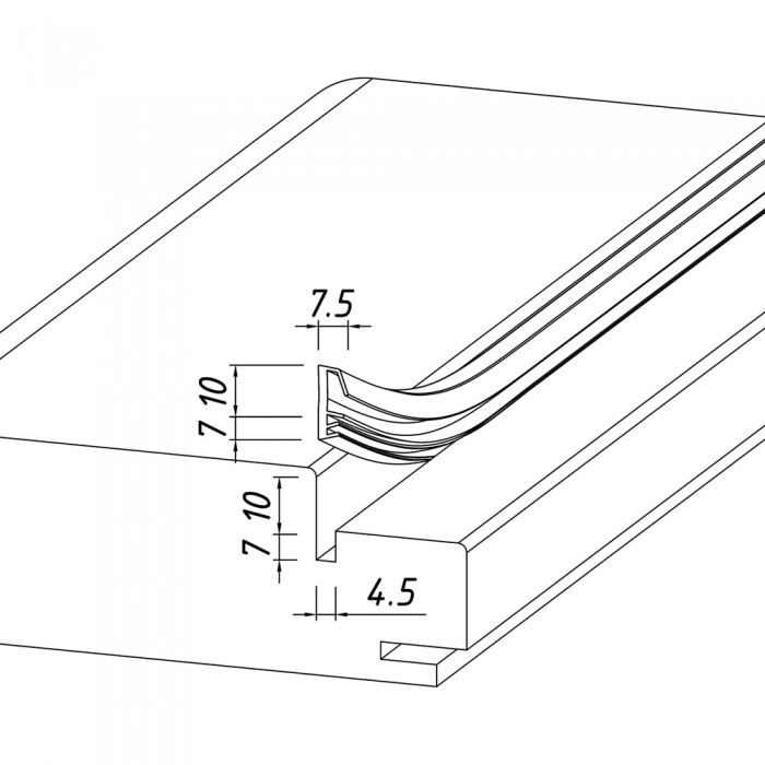 Λάστιχο ξύλινων πορτών  "ΕΨΙΛΟΝ" για κινησιά Μαύρο με το μέτρο