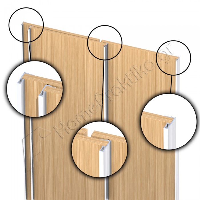 Μηχανισμός συρόμενης Τρίφυλλης ντουλάπας βαρέως τύπου OPK Ocean 1 σε Χρώμα Προφίλ Φυσικό Αλουμίνιο