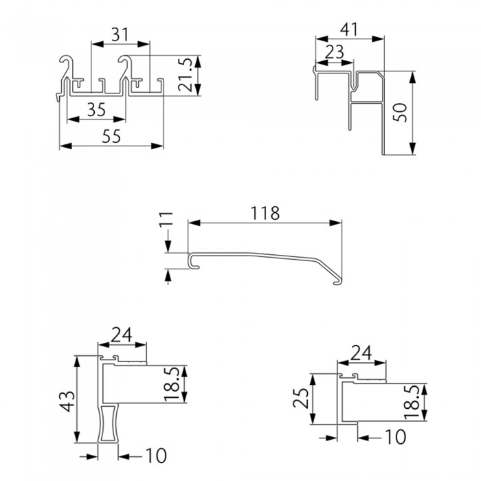 Μηχανισμός συρόμενης Τρίφυλλης ντουλάπας βαρέως τύπου OPK Ocean 1 σε Χρώμα Προφίλ Φυσικό Αλουμίνιο