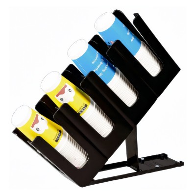 Βάση Λοξή Ρυθμιζόμενου Ύψους Για Ποτήρια Και Καπάκια, Abs 4 θέσεων 43.5x11.5x22/47 cm Μαύρη GTSA 79-4032