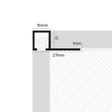 Προφίλ πλακιδίου αλουμινίου Genesis TDP100.91 με Ύψος 10mm Πλάτος 10mm μήκος βέργας 2.5m και χρώμα 91 Bright Silver