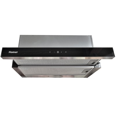Απορροφητήρας Homer Συρόμενος Turbo με πλήκτρα αφής 60cm INOX - Μαύρο γυαλί - HUV.3000