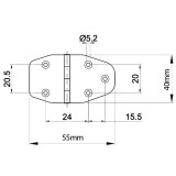 Μεντεσεδακι Σκαφών Inox 40x55x1.5mm IBFM 957 95704055