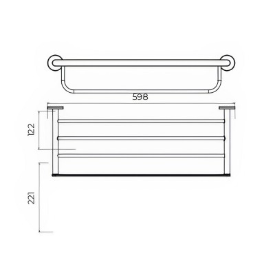 Πετσετοθήκη Διπλή Ξενοδοχειακή 598x210x122mm Χρωμέ IMEX PRACTIC CAP003-05