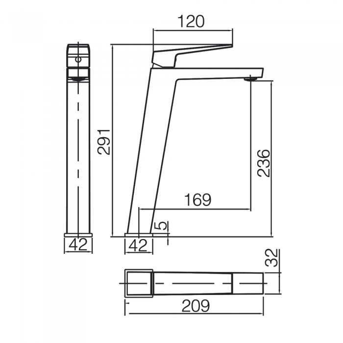 Αναμεικτική Μπαταρία Πάγκου Ψηλή Μαύρο Ματ IMEX ART BDAR025-3NG