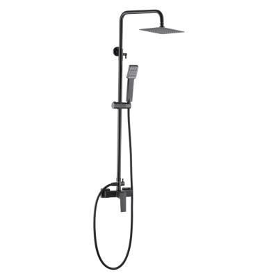 Στήλη Ντους 2 Εξόδων με Ρυθμιζόμενη Τηλεσκοπική Βέργα 93,5-130εκ PVD Black Gun Metal IMEX ART BDAR025/BGM