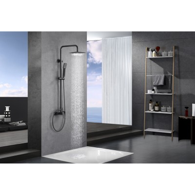 Στήλη Ντους 2 Εξόδων με Ρυθμιζόμενη Τηλεσκοπική Βέργα 93,5-130εκ PVD Black Gun Metal IMEX ART BDAR025/BGM