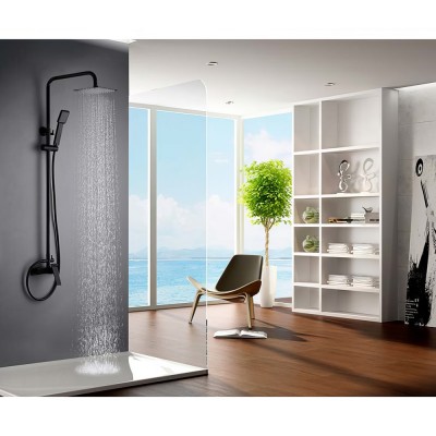 Στήλη Ντους 2 Εξόδων με Ρυθμιζόμενη Τηλεσκοπική Βέργα 93,5-130εκ Μαύρο Ματ IMEX ART BDAR025/NG