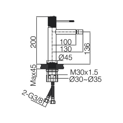 Αναμεικτική Μπαταρία Μπιντέ PVD Black Gun Metal IMEX LINE BDD038-2BGM