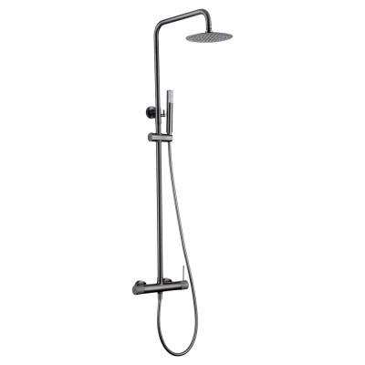 Στήλη Ντους 2 Εξόδων με Ρυθμιζόμενη Τηλεσκοπική Βέργα 95-132εκ PVD Black Gun Metal IMEX LINE BDD038/BGM