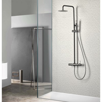 Στήλη Ντους 2 Εξόδων με Ρυθμιζόμενη Τηλεσκοπική Βέργα 95-132εκ PVD Black Gun Metal IMEX LINE BDD038/BGM