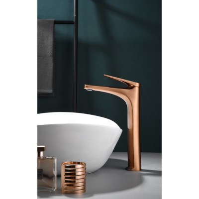 Αναμεικτική Μπαταρία Πάγκου Ψηλή PVD Ροζ Χρυσό Ματ/ Χαλκού IMEX DELOS BDD055-3ORC