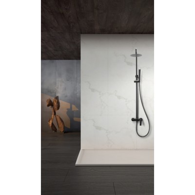 Στήλη Ντους 2 Εξόδων με Ρυθμιζόμενη Τηλεσκοπική Βέργα 88-124εκ PVD Black Gun Metal IMEX DELOS BDD055/BGM