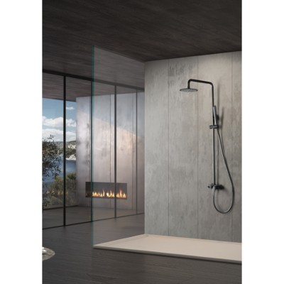 Στήλη Ντους 2 Εξόδων με Ρυθμιζόμενη Τηλεσκοπική Βέργα Μαύρο Ματ IMEX DELOS BDD055/NG