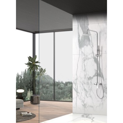 Στήλη Ντους 2 Εξόδων με Ρυθμιζόμενη Τηλεσκοπική Βέργα 84-124εκ. Χρωμέ IMEX DELOS BDD055