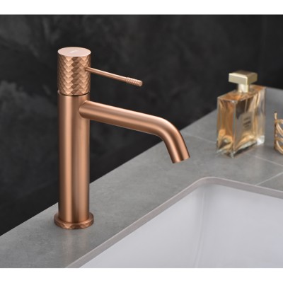 Αναμεικτική Μπαταρία Νιπτήρος PVD Ροζ Χρυσό Ματ/ Χαλκού IMEX GENOVA BDG053-1ORC