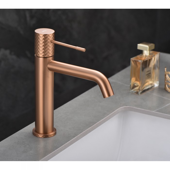 Αναμεικτική Μπαταρία Νιπτήρος PVD Ροζ Χρυσό Ματ/ Χαλκού IMEX GENOVA BDG053-1ORC