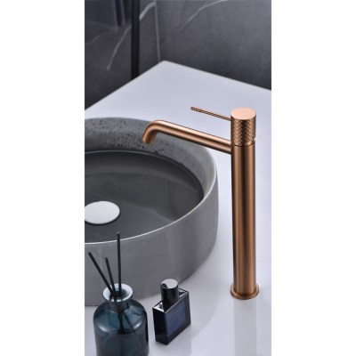 Αναμεικτική Μπαταρία Πάγκου Ψηλή PVD Ροζ Χρυσό Ματ/ Χαλκού IMEX GENOVA BDG053-3ORC