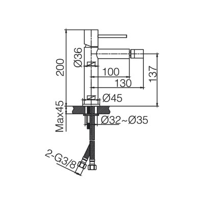 Αναμεικτική Μπαταρία Μπιντέ PVD Χρυσό Ματ IMEX MONZA BDM039-2OC