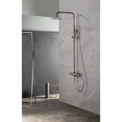 Στήλη Ντους 2 Εξόδων με Ρυθμιζόμενη Τηλεσκοπική Βέργα 88-124εκ PVD Black Gun Metal IMEX MONZA BDM039/BGM