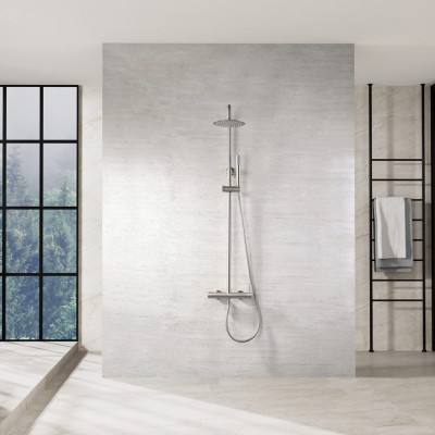 Στήλη Ντους 2 Εξόδων με Ρυθμιζόμενη Τηλεσκοπική Βέργα 88-124εκ Νίκελ Ματ  IMEX MONZA BDM039/NQ