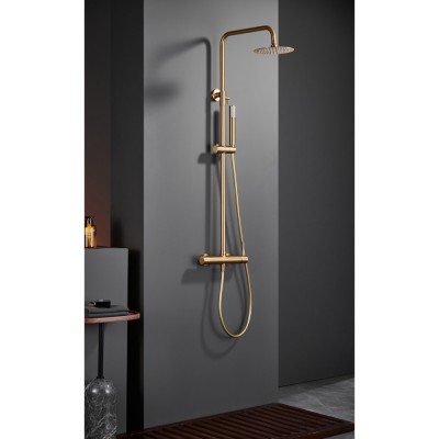 Στήλη Ντους 2 Εξόδων με Ρυθμιζόμενη Τηλεσκοπική Βέργα 88-124εκ PVD Χρυσό Ματ IMEX MONZA BDM039/OC